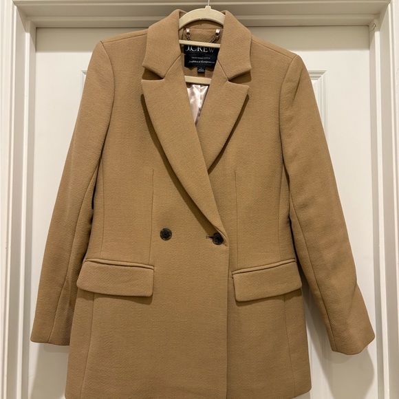 J. Crew Evening Blazer in Italian Double Cloth Wool Blend, Saddle color size 6 - Picture 3 of 5